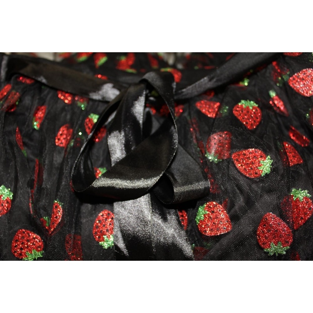 Hot Topic Strawberry Mesh Dress Indie Fairycore Tulle Y2K Ethereal Glitter SZ Sm - Picture 7 of 13